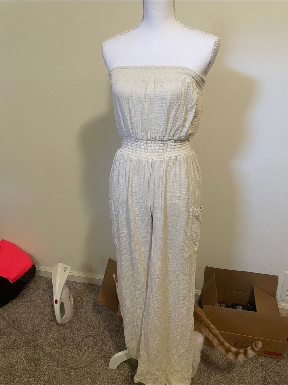 Forever 21 strapless jumpsuit with pockets